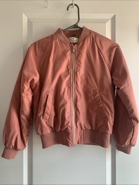 H&M Girls Pink Dusty Rose Puffer Bomber Jacket